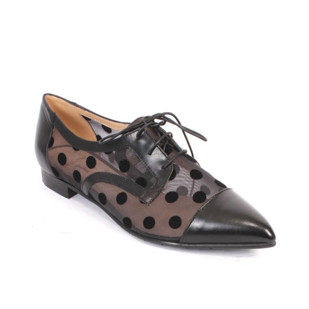 Luca Grossi 567b Black Leather / Mesh Classic Flat Shoe